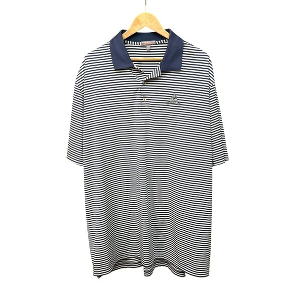 Peter Millar Navy Blue White Congressional Performance Polo Shirt XXL Striped - Picture 1 of 7